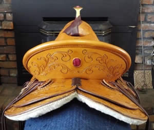 3B Visalia-style old-timer saddle with inlaid agate